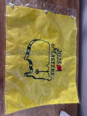New Masters 2025 Yellow Golf Pin Flag with Green and Red Embroidery
